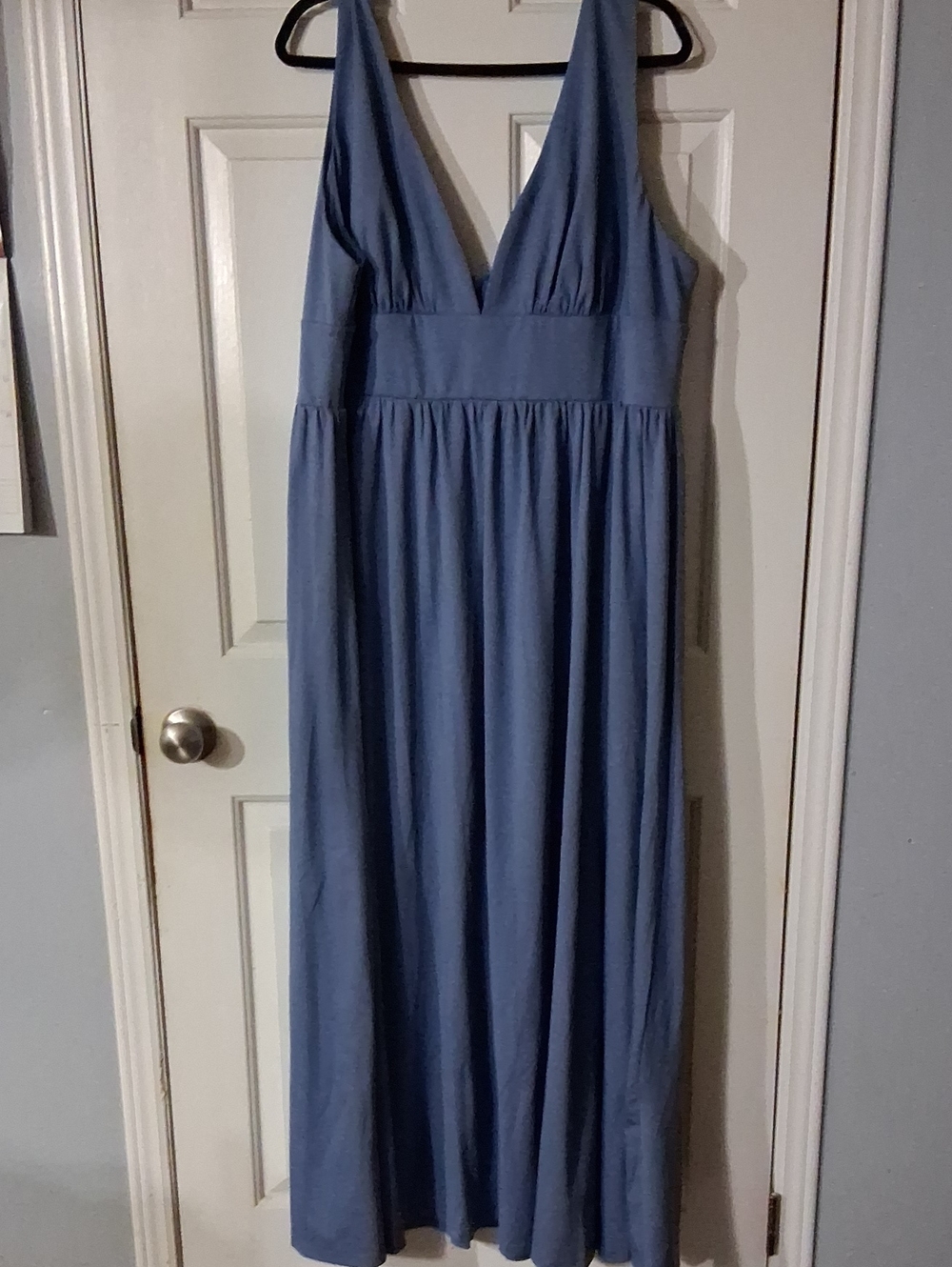 Ever Pretty Dusty Blue Deep V Maxi Dress